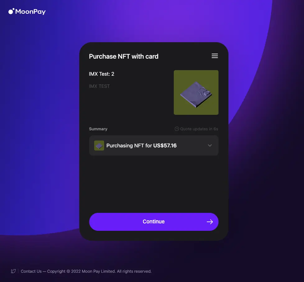 MoonPay checkout widget